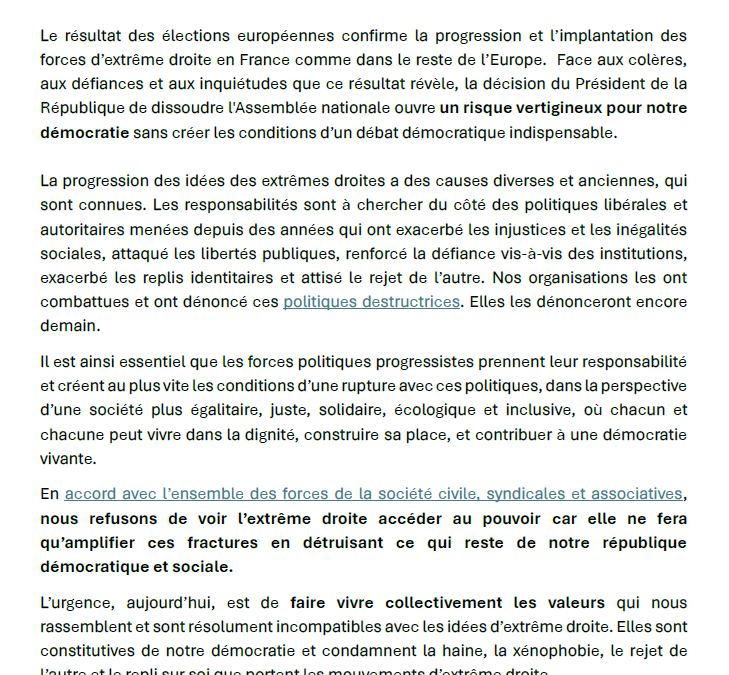 L’éducation populaire se mobilise contre les extrêmes droites